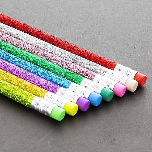 Miniatura 3 de BAZIC - Lápices metálicos de madera con purpurina, borrador sin látex, sin afilar, para niños, estudiantes, artistas (paquete de 8), 2 paquetes