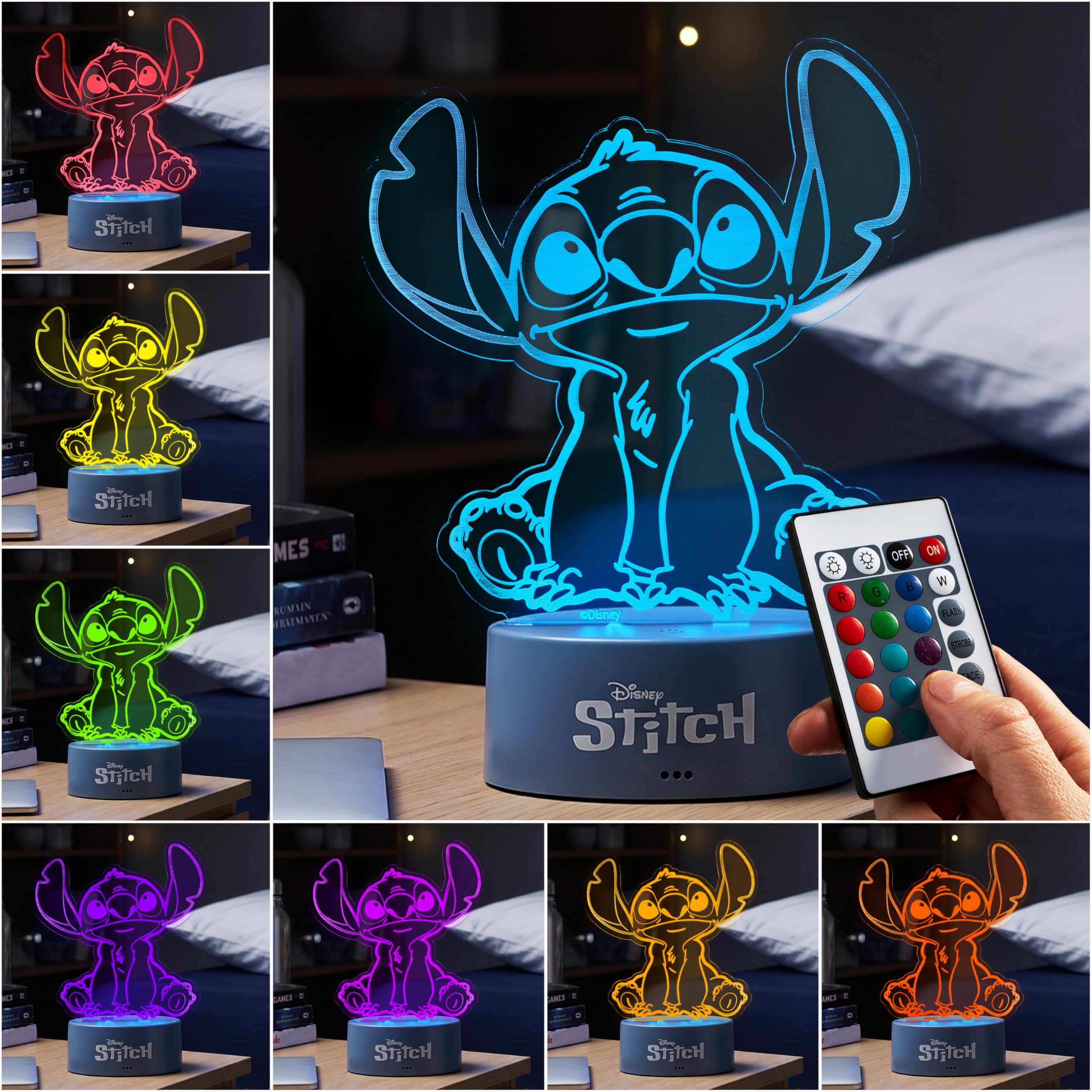 Get Trend Disney Stitch 3D Illusion Night Light for Kids, 16