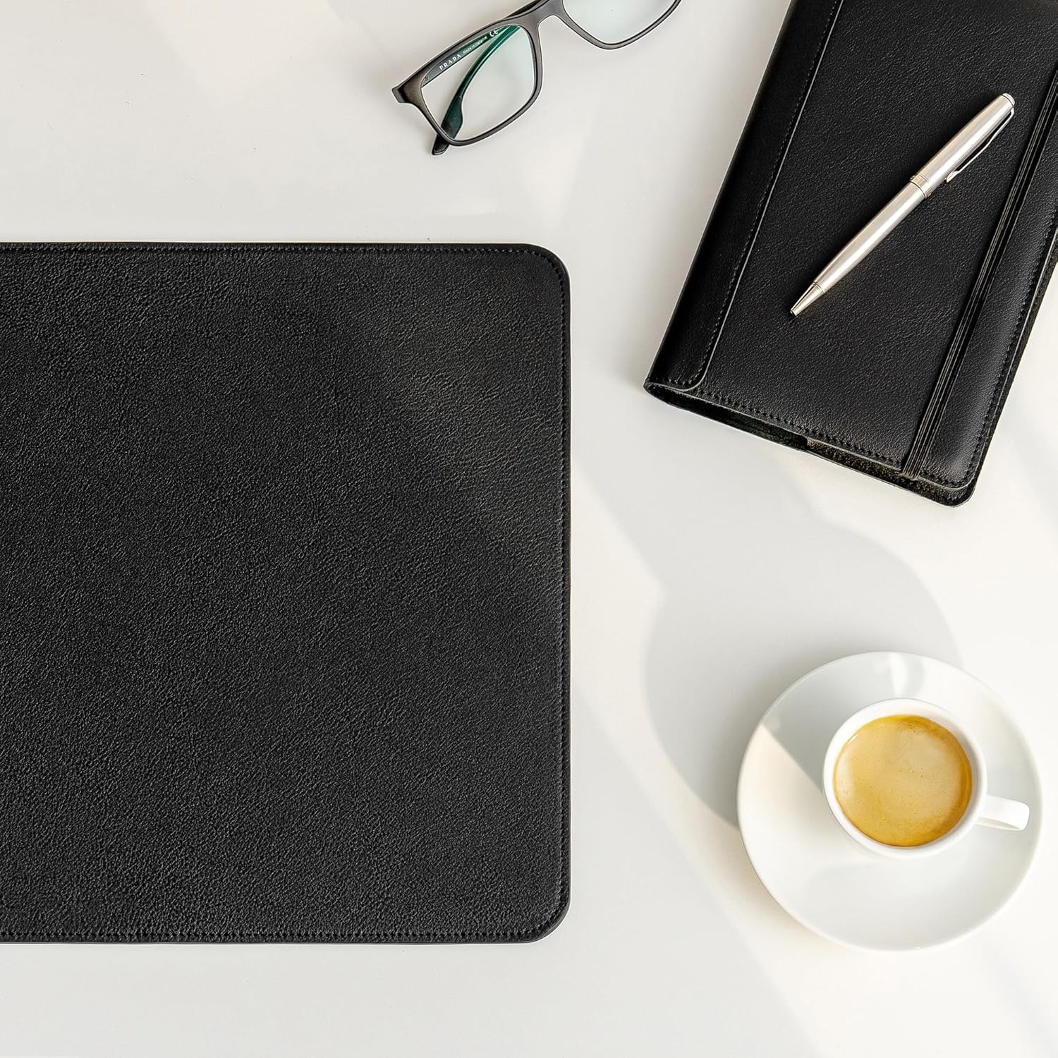 Hidemont Full Grain Leather Desk Pad - Personalized Real Leather Desk Mat Blotter Cord Organizer for Mouse Keyboard - Genuine Leather Table Protector Cover Non Slip Cork Bottom - Carbon, 35.5"x11.8"