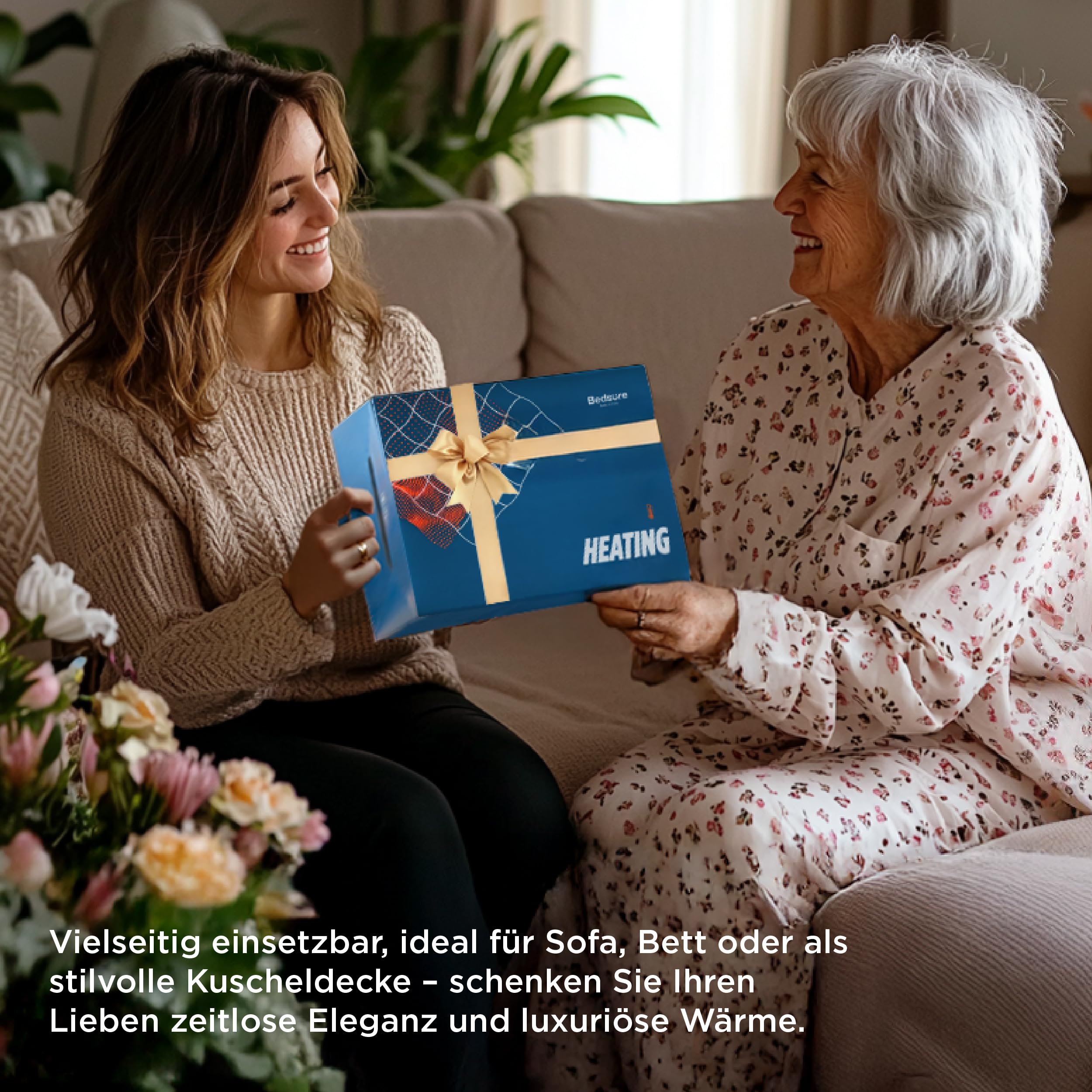 BEDSURE Heizdecke Wärmedecke Elektrische Kuscheldecke - Geschenke für Frauen - mit Abschaltautomatik, 6 Heizstufen & 10 Stunden Timer - bis zu 8 Stunden Überhitzungsschutz für Home & Office, Grau