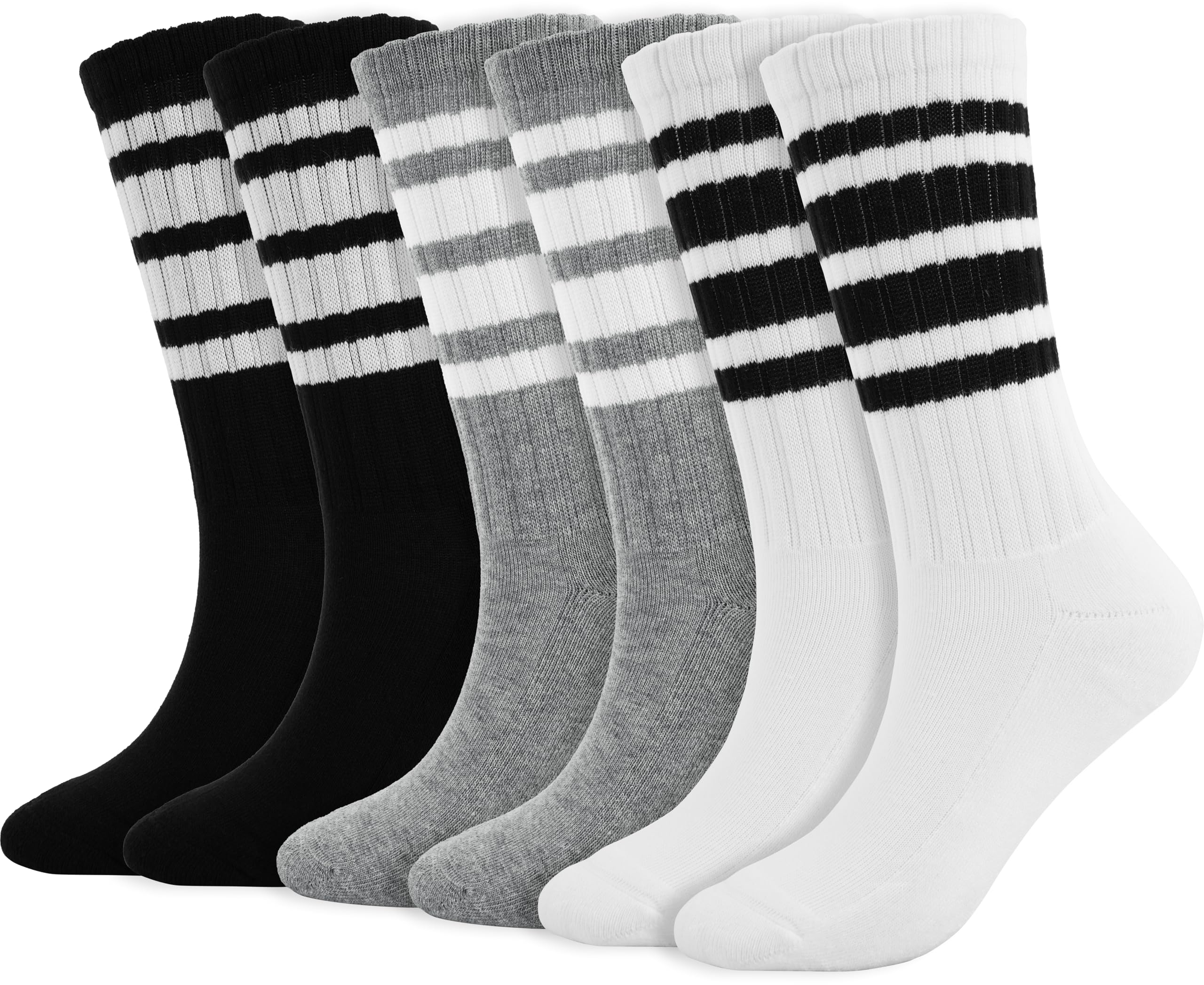 BomKinta Striped Crew Socks Women - Retro Novelty Socks - Stretchy Casual Athletic Cotton Gifts Sock Size 5-10