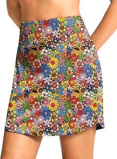 Viodia 18" Long Skorts High Waisted Golf Skirts for Women Athletic Tennis Casual Skort Knee Length Skirt with Shorts