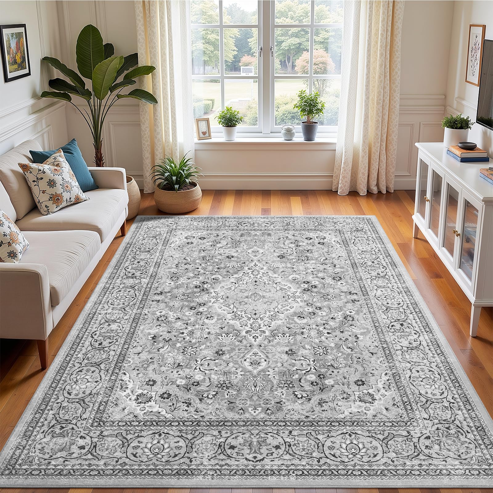 Amazon.com: Flagover 4x6 Grey Washable Boho Area Rug for