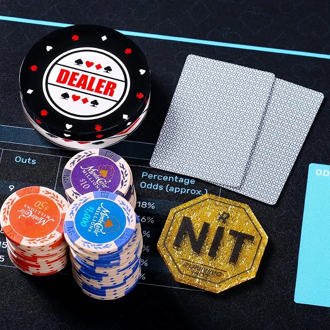 Set de botones Nit para póker Texas Hold'em y Omaha, pack 10 miniatura 5