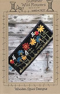 Wooden Spool Designs Summer Wild Flowers Table Runner Wool Quilt Pattern - 12" by 30" Finished Size