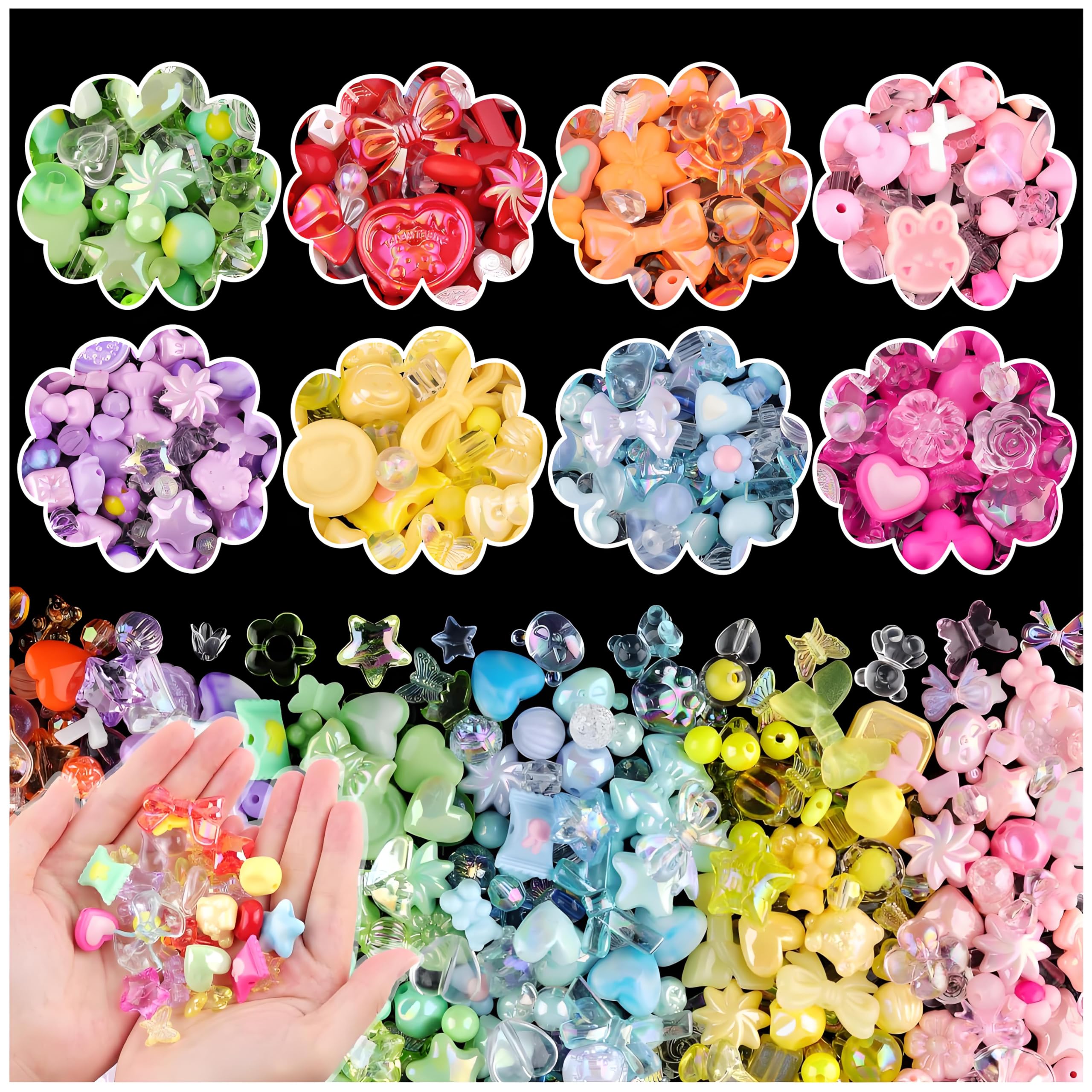 Amazon.co.jp: Acidea 約380個セット ビーズ アクリルビーズ 8種