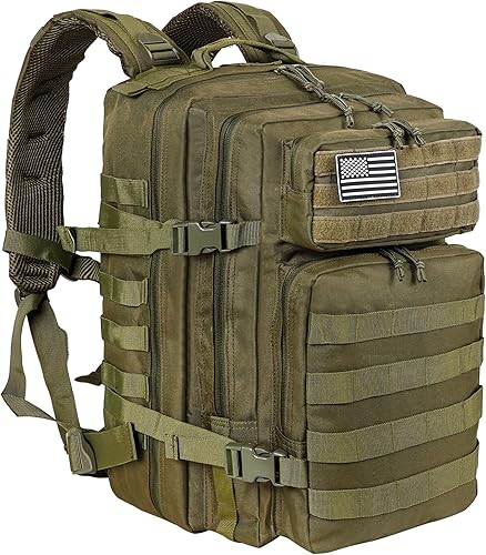 Miniatura 57 de LHI Military Tactical Backpack for Men Molle Daypack 45L Army 3 Days Assault Pack Bag Large Rucksack With Bottle Holder(12*20*12)