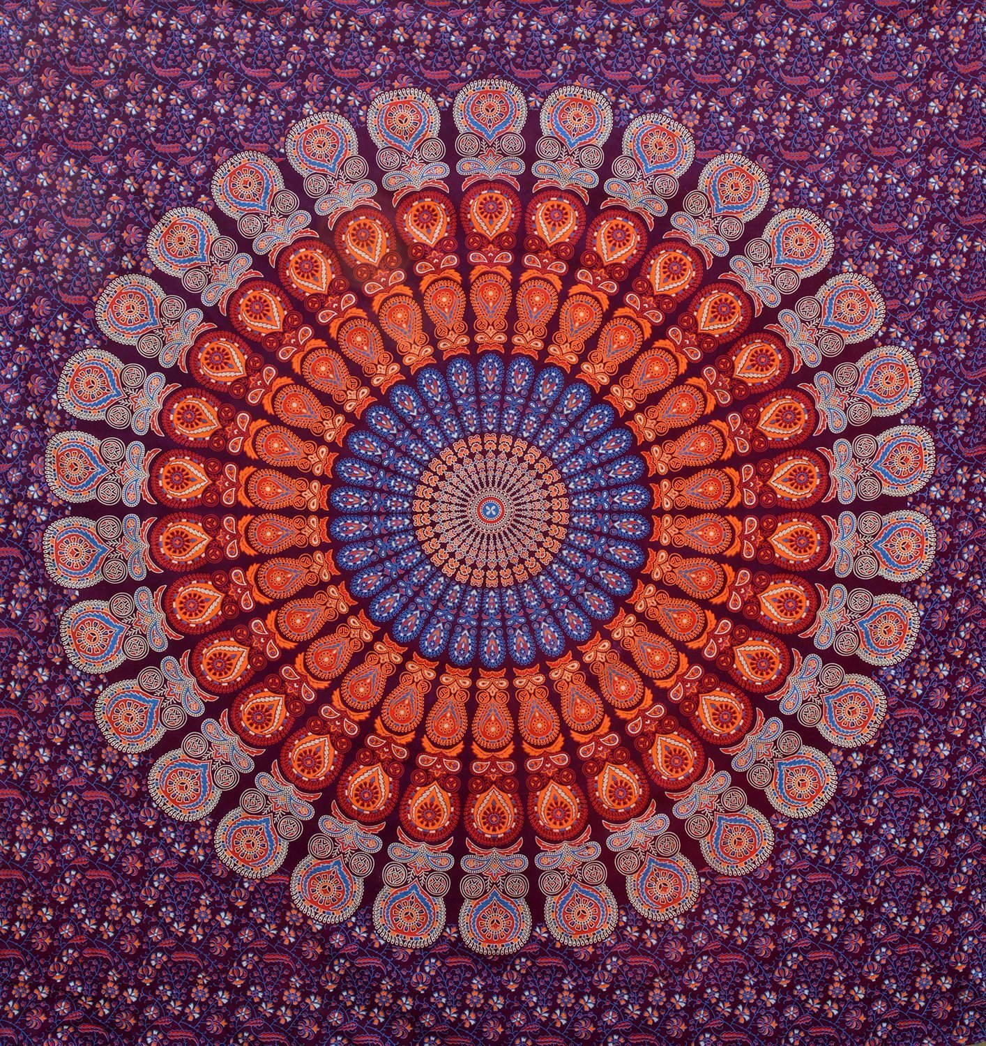 GLOBUS CHOICE INC. Wall Hanging Mandala Tapestry Wall Art Dorm Home Deocr Beach Throw Indian Wall Tapestries (230 x 215 Cms/90 X 84 Inches, Maroon/Multi)