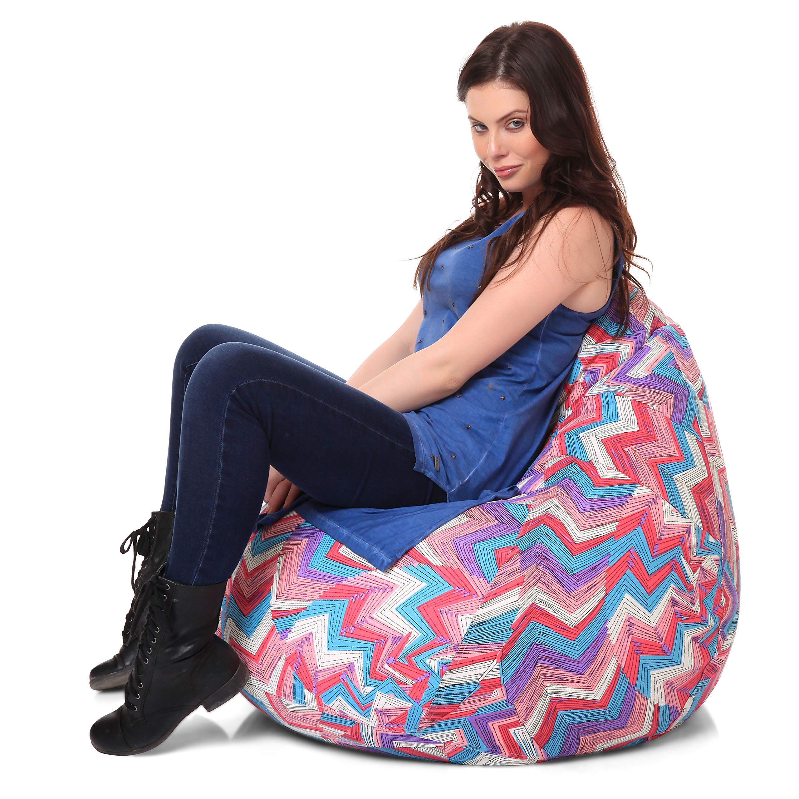 Classic Cotton Canvas Geometric Printed Bean Bag XL Size Cover Only-picture-14