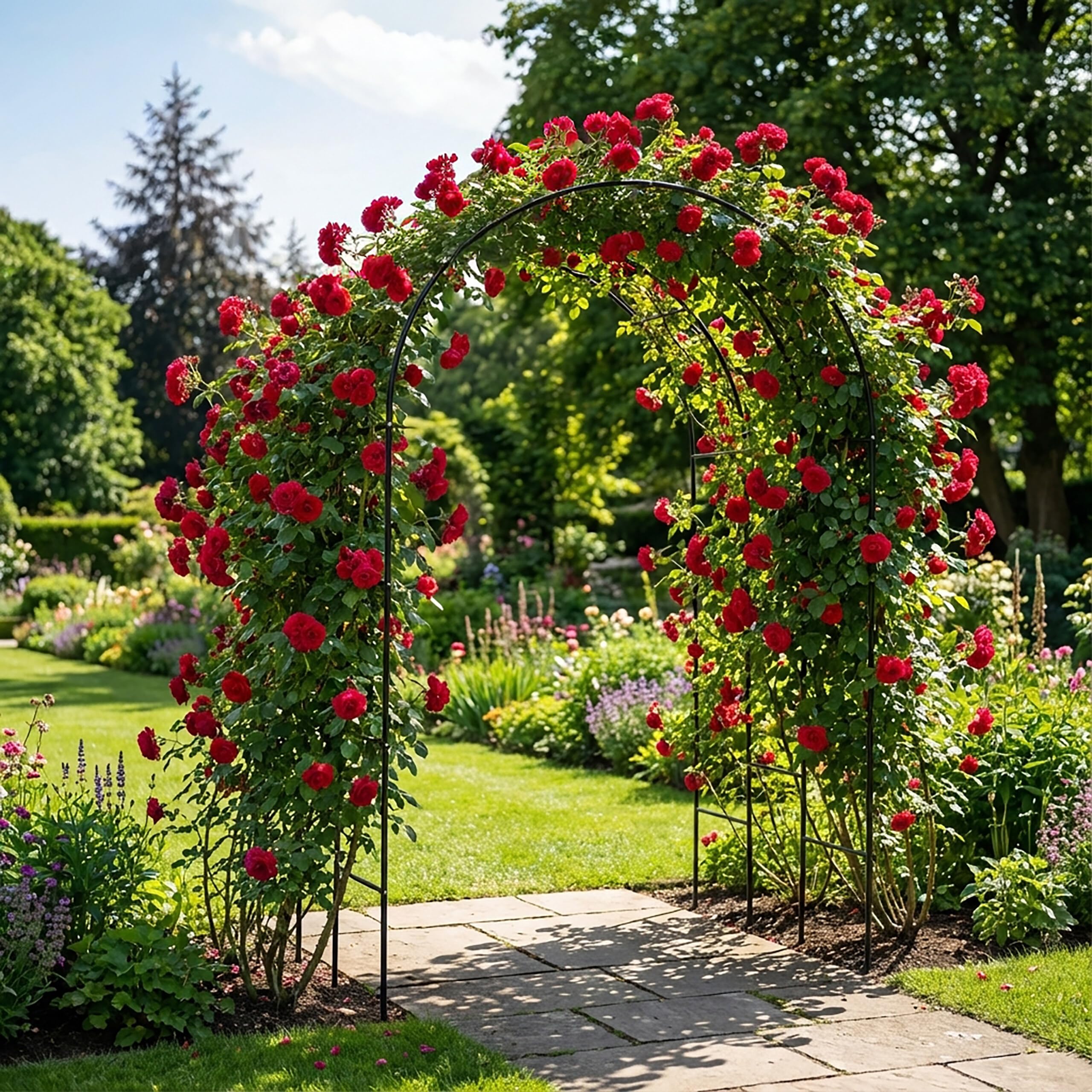 Relaxdays Arche à rosiers, métal, 240 x 140 x 110 cm, XXL Profonde, Jardin, Plantes grimpantes, Noire