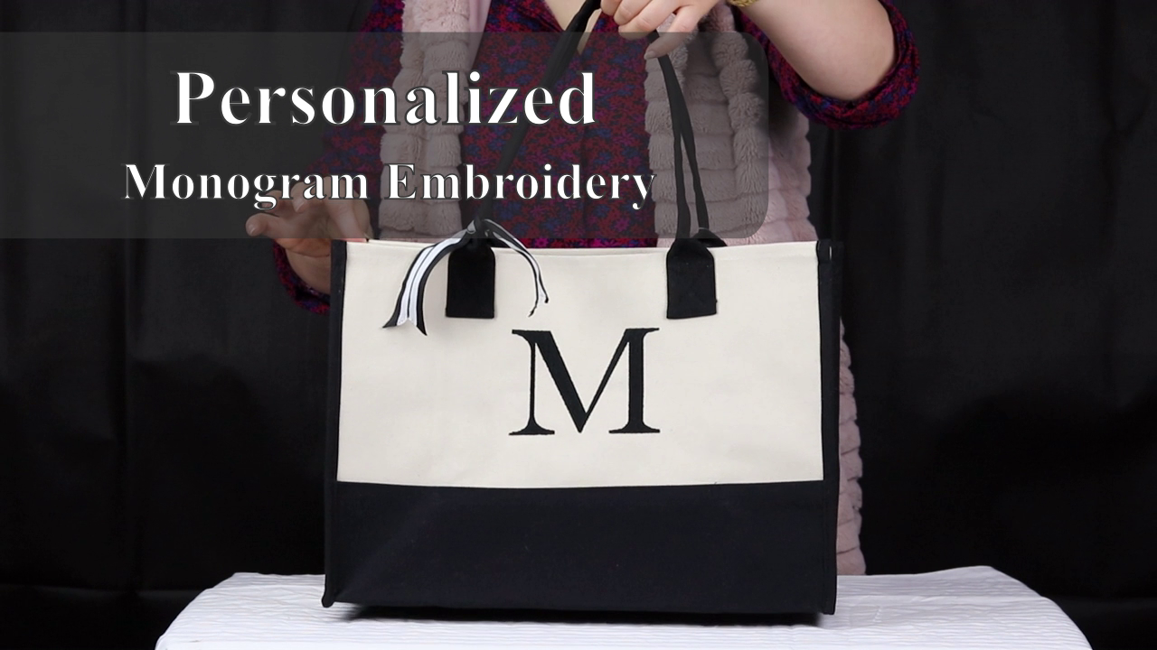 Bolsa Tote personalizada de algodón 100% negra miniatura 7