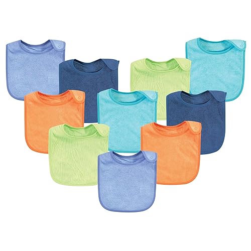 Miniatura 17 de Hudson Baby Rayón unisex para bebé de bambú de rizo baberos, color negro y blanco, talla única Negro Blanco,Azul Naranja Lima,Cítrico,púrpura, menta