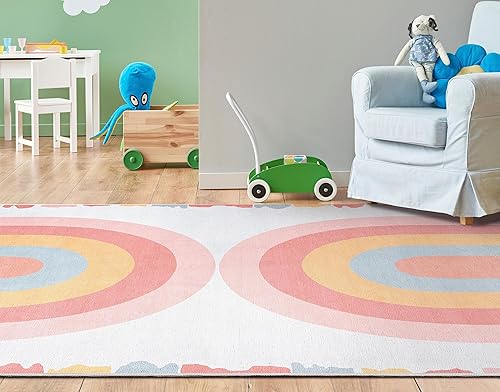 Miniatura 4 de Well Woven Kids Rugs - Alfombra moderna de tejido plano multicolor de 7 pies 7 pulgadas x 9 pies 10 pulgadas