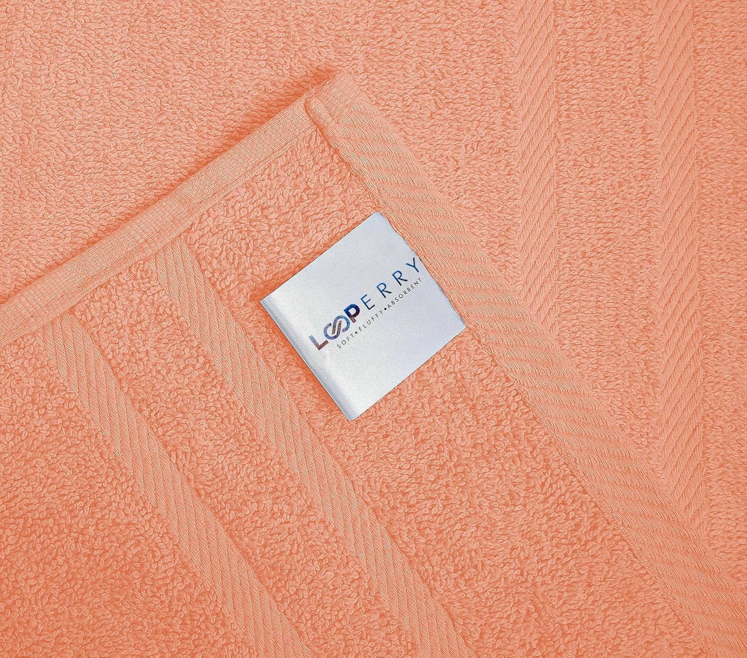 Looperry 6 Pack Small Bath Towel Set - 100% Cotton 23x46 Shower Towels in 450 GSM. Lightweight & Absorbent Quick Dry Gym Towel for Showering, Pet Drying, Spas & Salons. Terry Ringspun Towels (Peach)