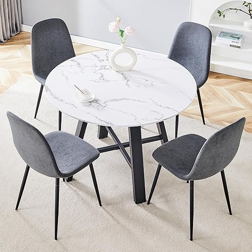 Miniatura 20 de Juego de 4 sillas de mesa de comedor redondas de 42 pulgadas para 4 sillas de mesa de cocina modernas para 4 mesas de comedor de madera, sillas