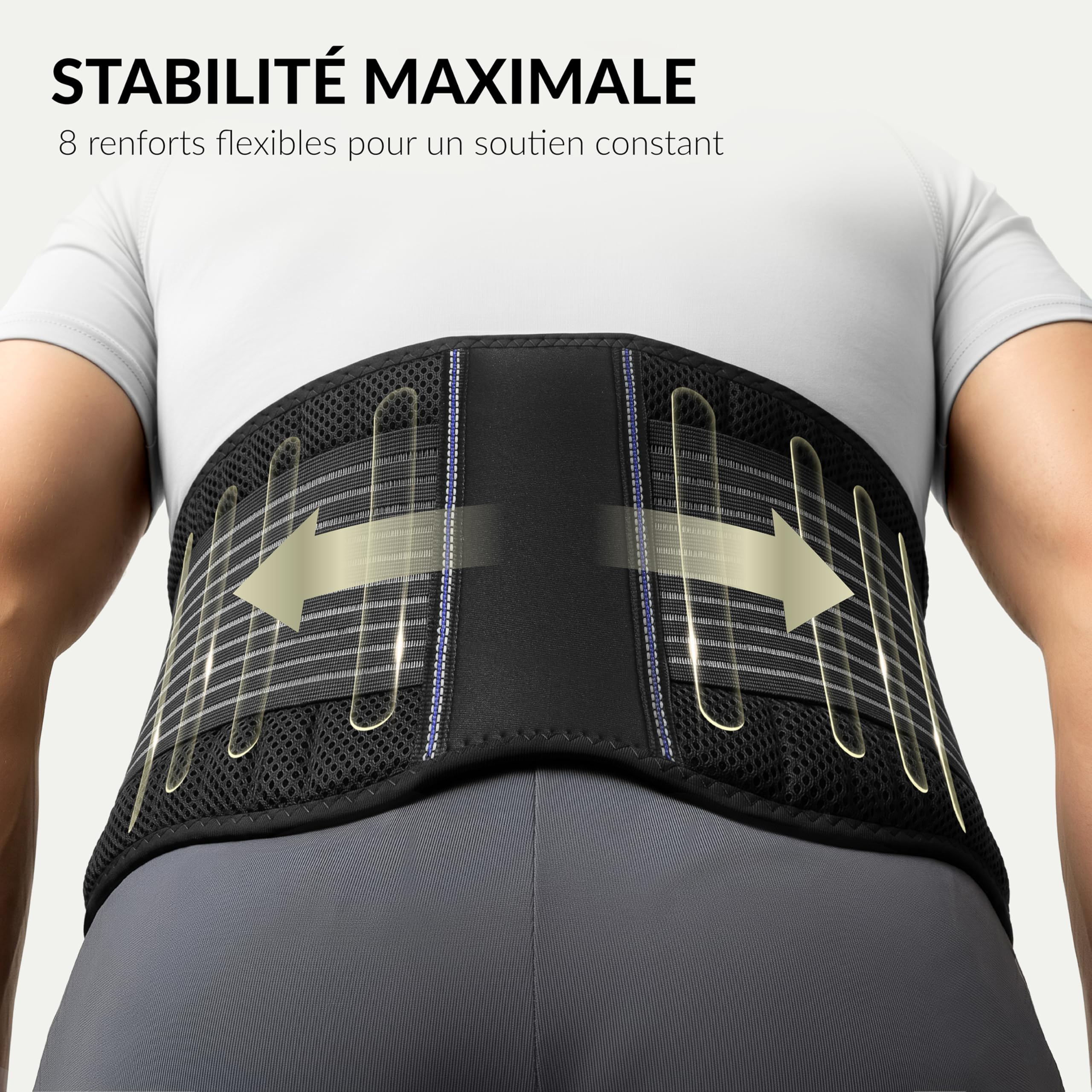 BraceUP Ceinture Lombaire, Ceinture Dorsale Pour Hommes et Femmes - Orthèse Dorsale Légère et Respirante Pour le Soutien du dos et le Soulagement de la Douleur (XXL 110-130 cm)