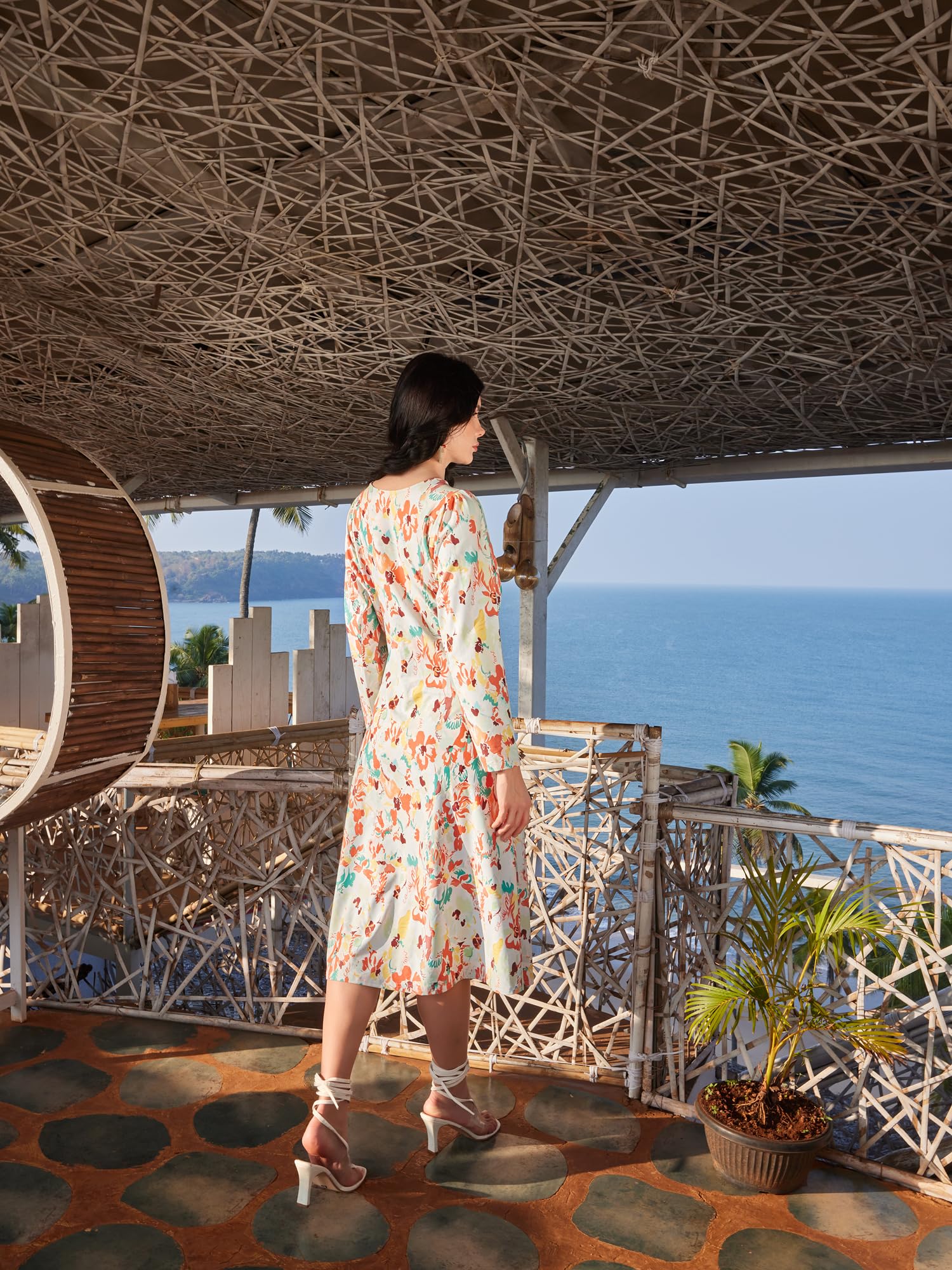 Purvaja Womens A-Line Midi Length Dress (Wini-009-Stain_Multicolored_Xx-Large)