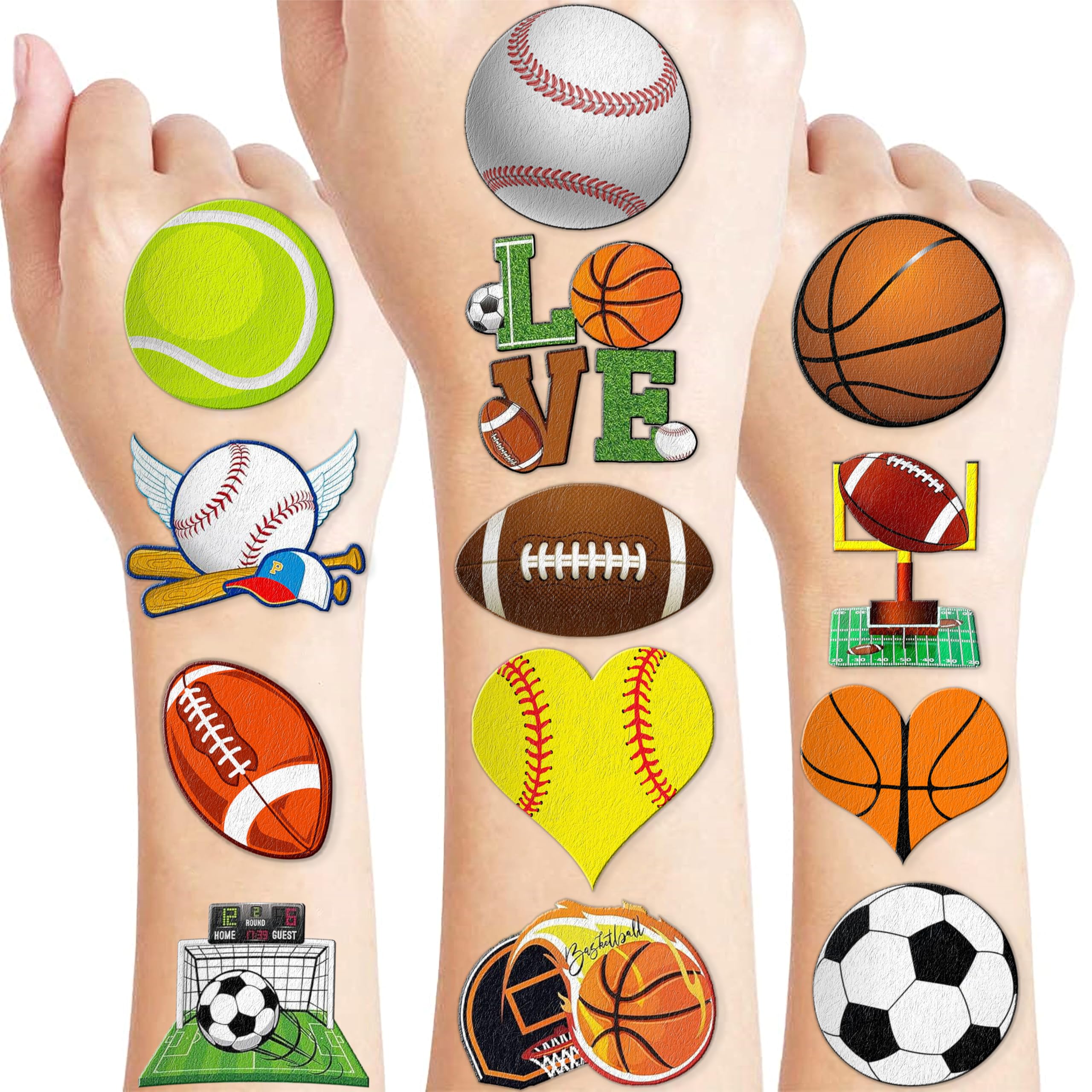 120 PCS Pre-Cut Sports Temporary Tattoos Kids Party Favors Normal