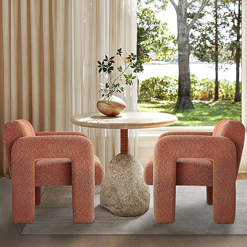 Miniatura 10 de Yoglad Silla decorativa con brazos para sala de estar, dormitorio y oficina, cómodo y elegante sillón tapizado de tela de peluche azul marino para