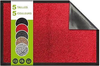 SQUATCH® | Tapis d'entrée intérieur | Paillasson Durable et antidérapant | Absorbe l'eau et Ramasse la Saleté | Facile à Nettoyer | Collection Future (Rouge, 40x60cm)