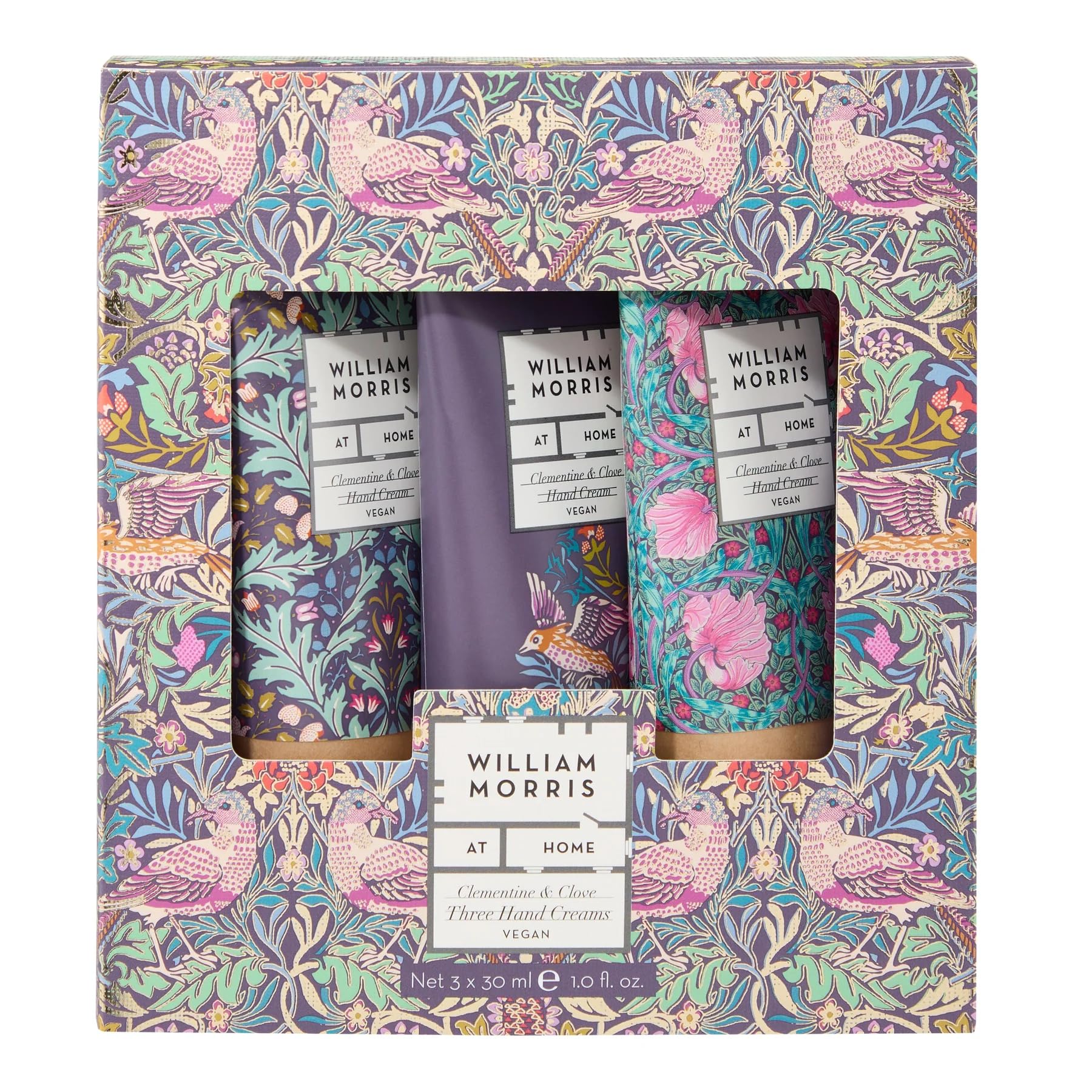 Heathcote & Ivory William Morris At Home Clementine & Clove Hand Cream Trio Bird, Yare & Pimpernel