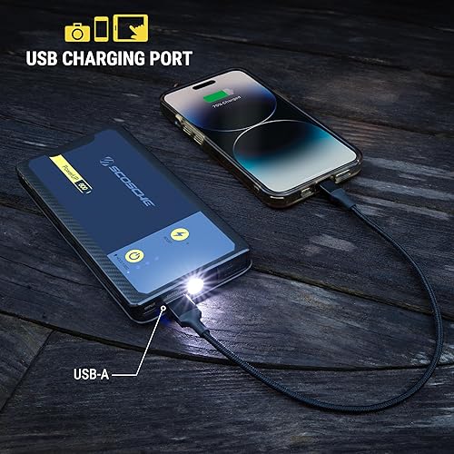 Miniatura 3 de Scosche PBJ600 Arrancador de batería portátil para automóvil, caja de salto de 12 V, refuerzo de batería de 600 A, kit de cables de arranque para