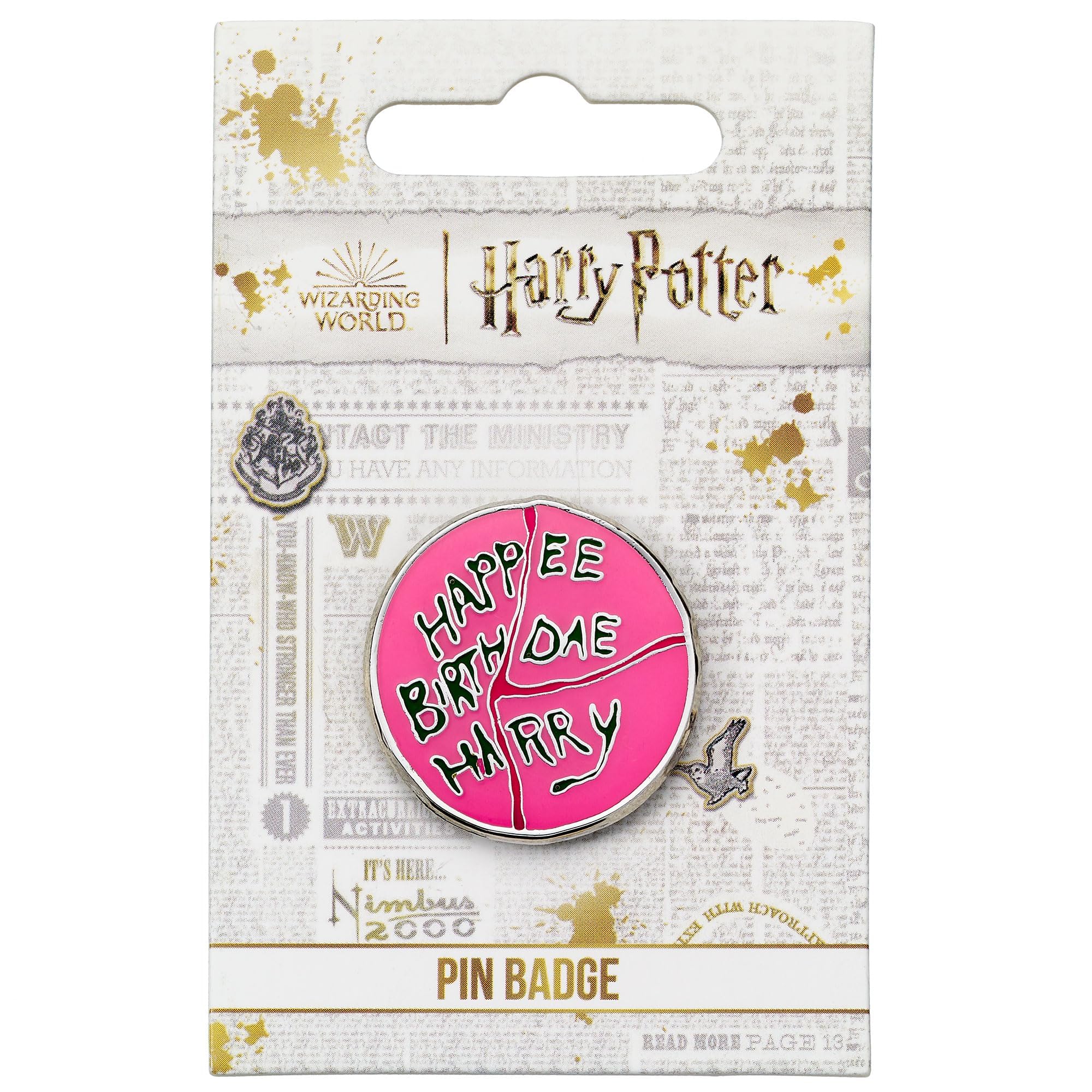 Harry Potter Happee Birthdae Harry Cake Pin Badge, One Size, Zinc, No Gemstone, Pink & Green, HPPB0521