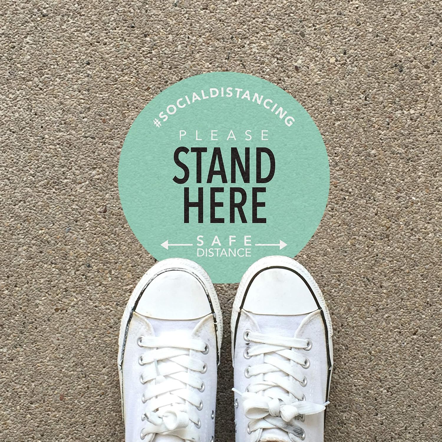 Social Distancing - Floor Sticker - Boutique Style - Stand Here - 5 Pack (Mint Green)