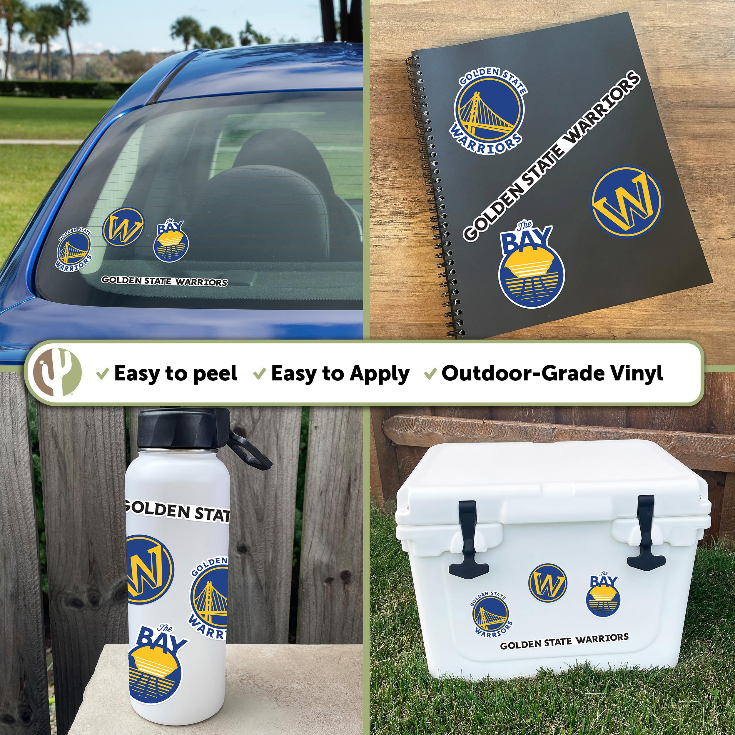 Desert Cactus Golden State Warriors NBA Officially Licensed Sticker Vinyl Decal Laptop Water Bottle Car Scrapbook (Type 2)
