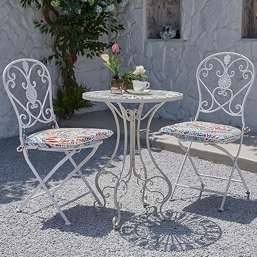 Miniatura 5 de JMGBird Juego de 2 cojines para sillas de exterior, cojines de patio de 16 x 17 pulgadas de ancho con lazos, almohadillas para sillas de exterior