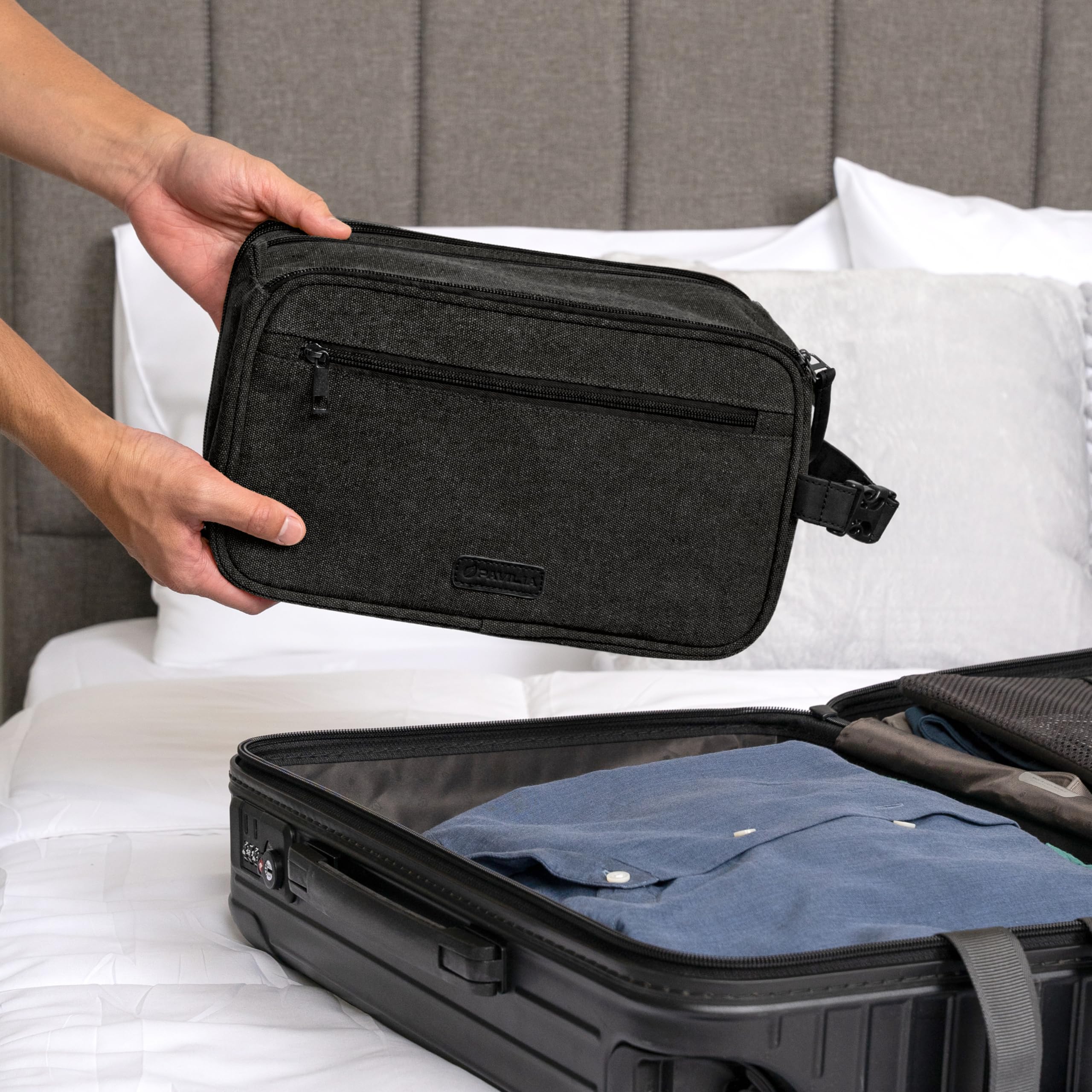 PAVILIA Toiletry Bag Travel Dopp Kit Organizer for Men and Women