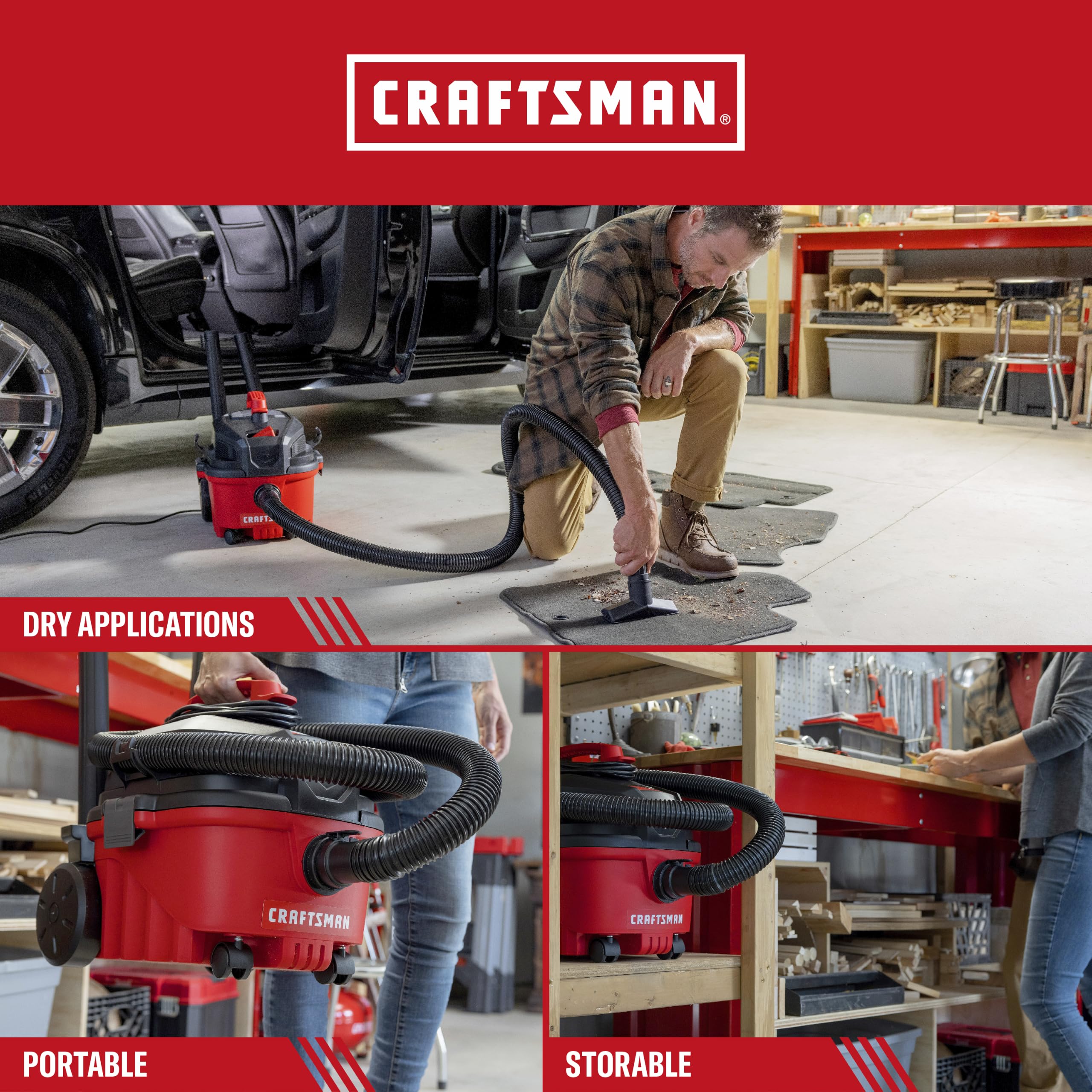 CRAFTSMAN 4 Gallon Wet Dry Vacuum - 5.0 Peak HP -4 CRAFTSMAN 4 Gallon Wet Dry Vacuum - 5.0 Peak HP -4