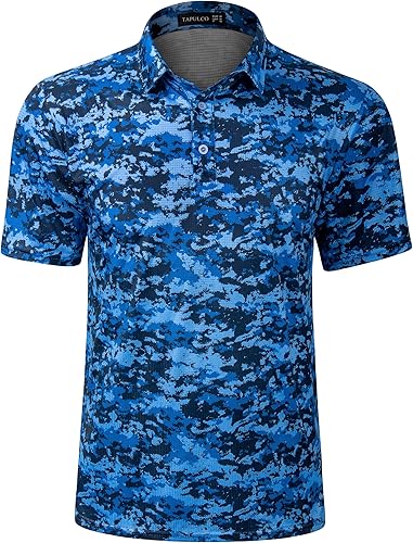 TAPULCO Polo de secado rápido para hombre, diseño de camuflaje, atlético, ligero, transpirable, informal, para golf