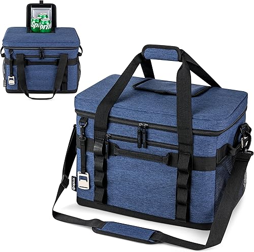 Miniatura 9 de OPUX Bolsa enfriadora, 48 latas, enfriador portátil plegable suave, a prueba de fugas, de lados suaves, para acampar en la playa, con correa para el