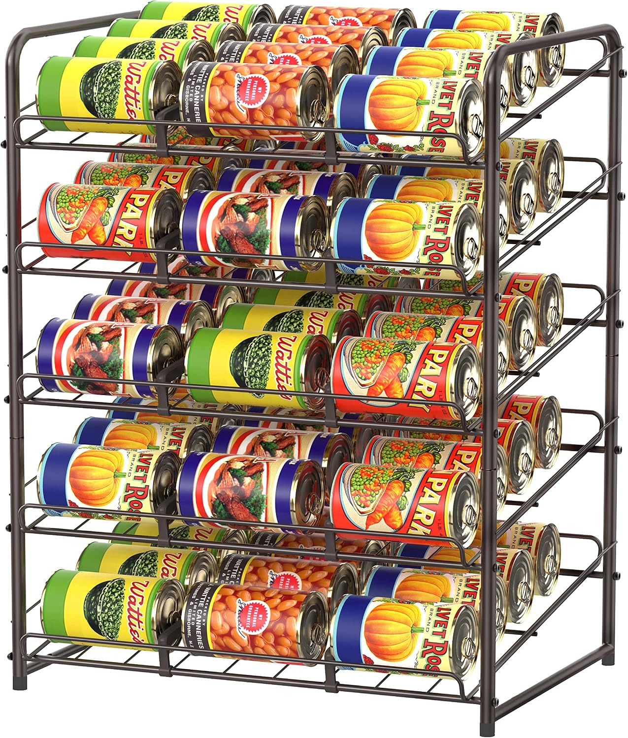 Simple Trending 5-Tier Can Rack Organizer, Can Storage Dispenser Holds up to 60 Cans for Kitchen Cabinet or Pantry, Bronze