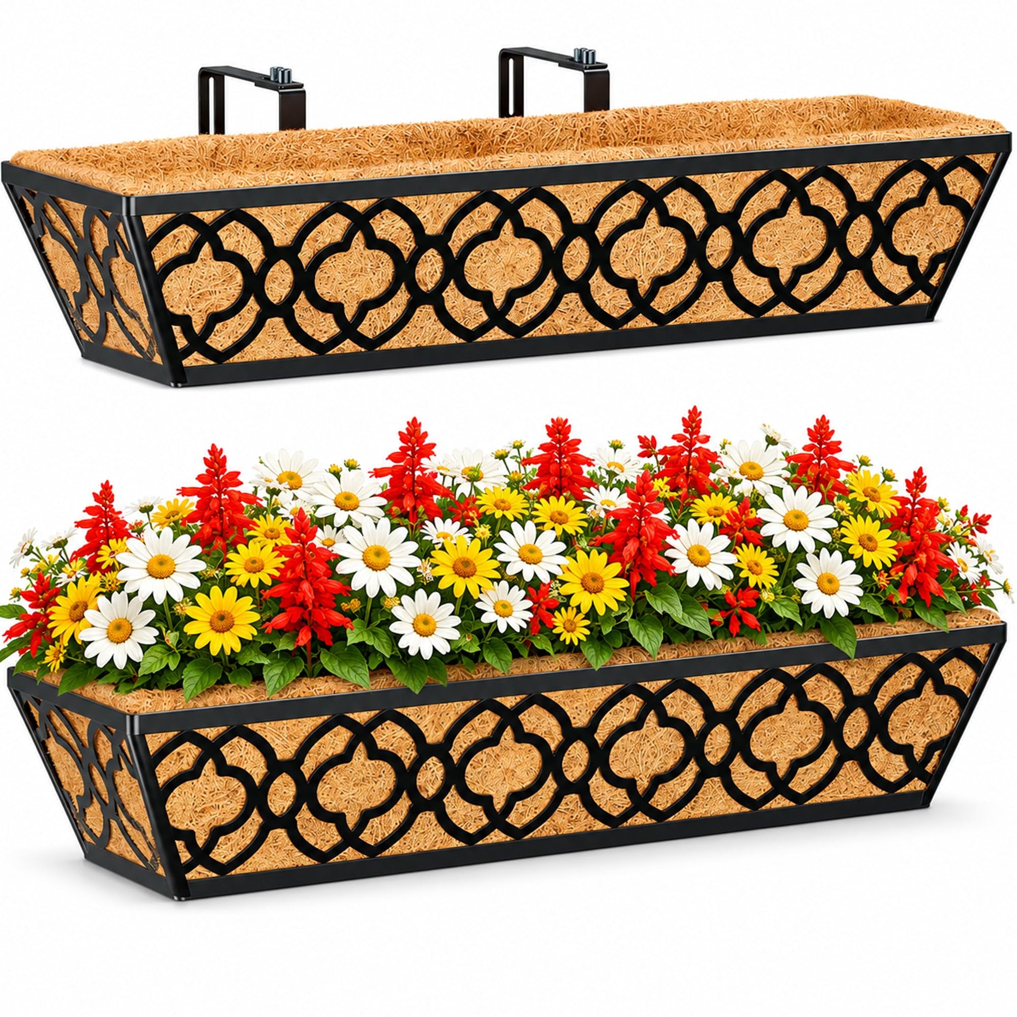 HFHOME 24 Inch Railing Planter