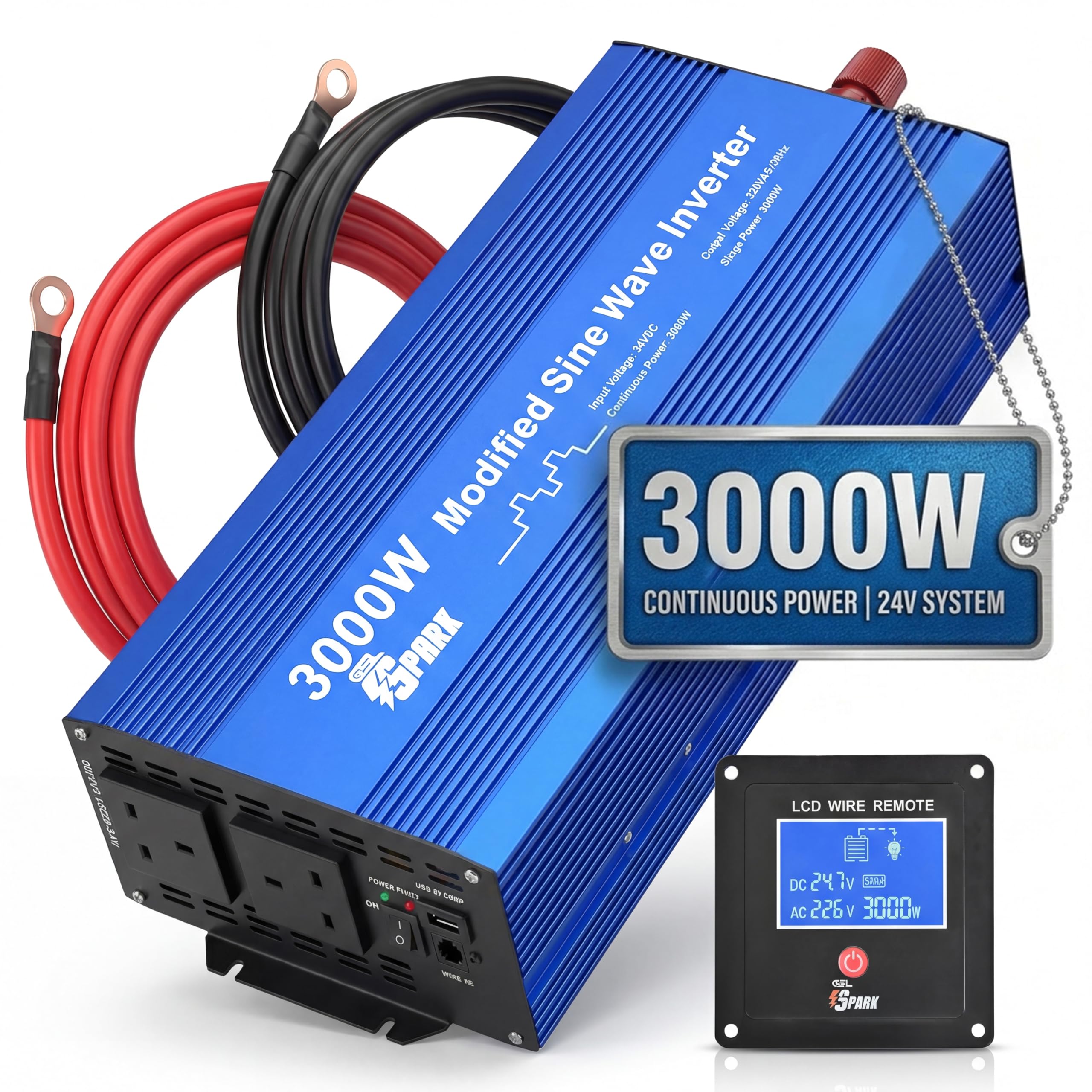 3000 watt Modified sine wave power inverter 24v 6000W peak