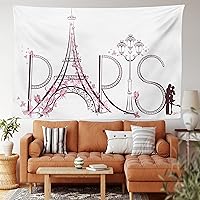 Vista 46 de Lunarable Tapiz costero, tumbonas y mar Caribe bajo el parasol naranja, imagen de vacaciones de luna de miel, decoración de tela para colgar