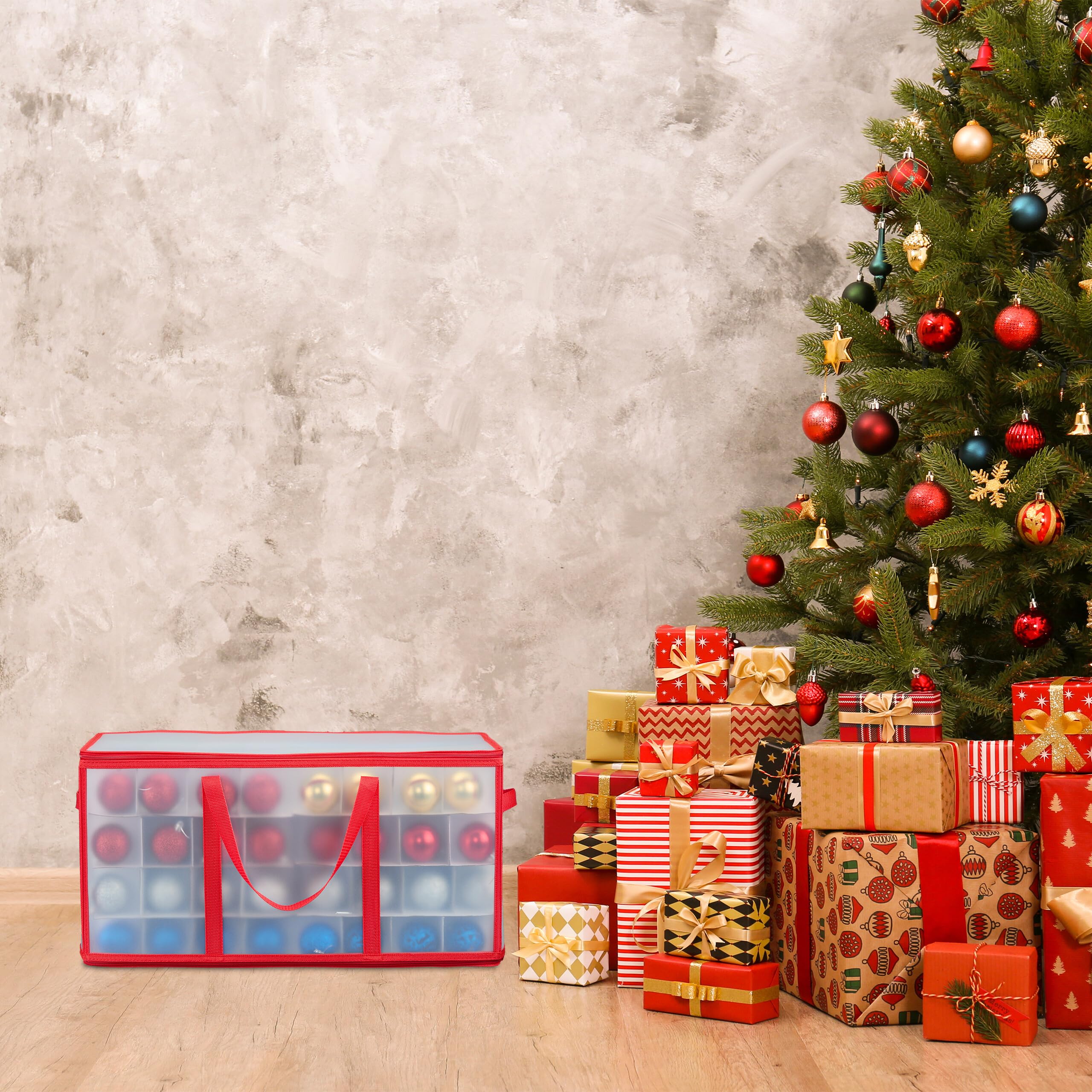 Boîte De Rangement Pour Décorations De Noël - 128 Compartiments Modulables, 62x32x32 Cm, Pour Boules, Guirlandes