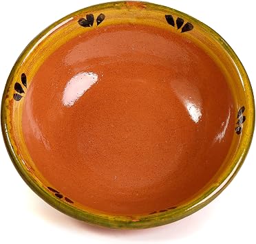 Ancient Cookware, Mexican Clay Soup Bowl, Trefoil Design, 20 Ounces