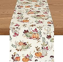 ZWJD Chemin de table d'automne - 40 x 140 cm - Lavable et moderne - Motif feuilles et citrouille - Décoration d'automne pour cuisine, table à manger, intérieur et extérieur