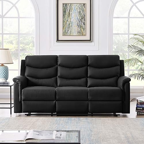 Miniatura 4 de Portavasos tapizado de piel sintética con movimiento manual de 3 plazas y 2 tumbonas reclinables, sofá y sofá de pared de poliuretano para cine en