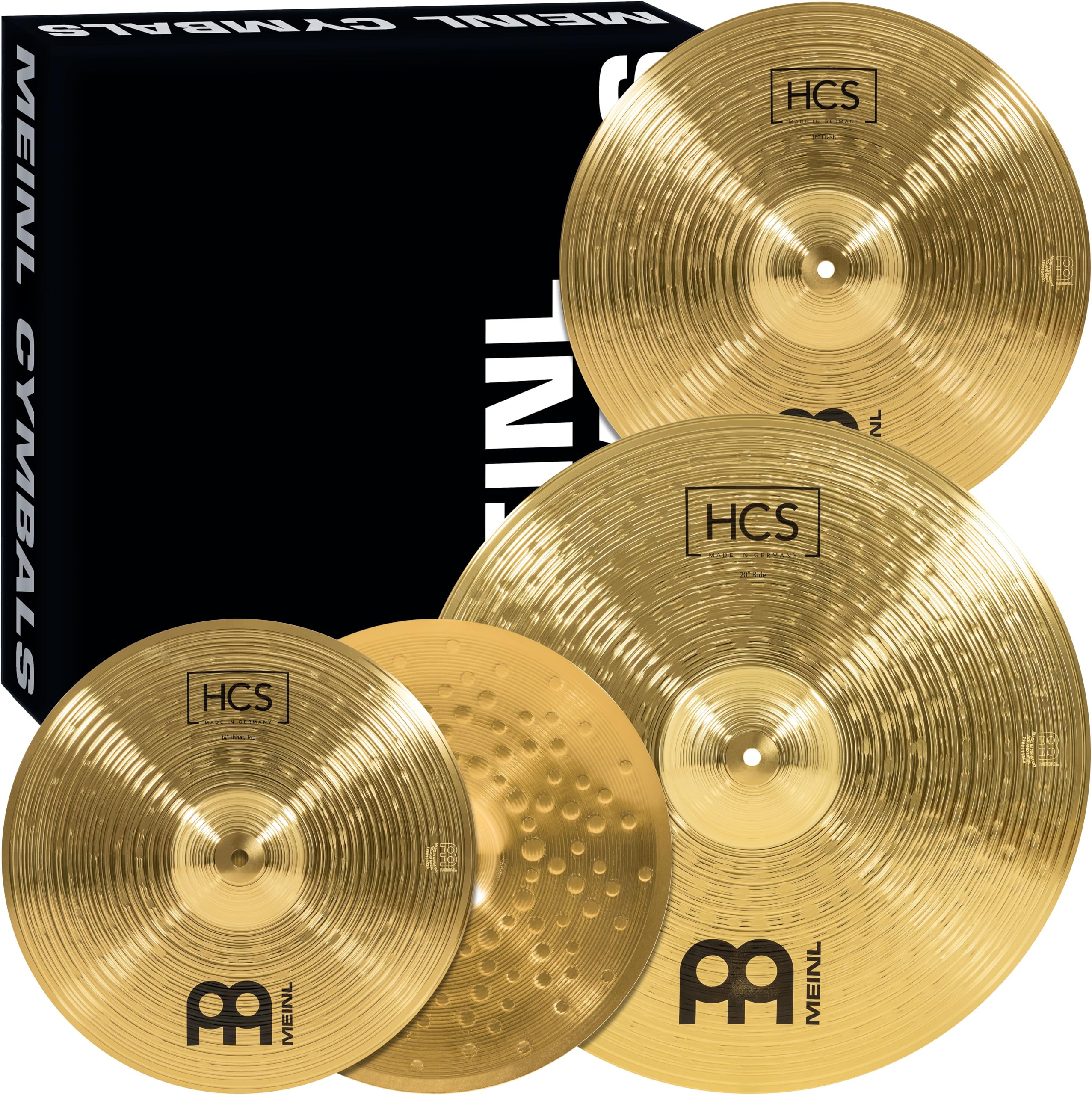 Meinl Cymbals HCS Complete Cymbal Set 14" Hi-hat 16" Crash 20" Ride Brass Traditional Finish Made in Germany