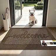 JSEI Door Mat 24"x 36",Absorbent Dirt Welcome Mat,Non-Slip Entryway Rugs Washable Indoor Entrance Mats,Low Profile Floor Mat for Entryway and Front Back Door,Brown
