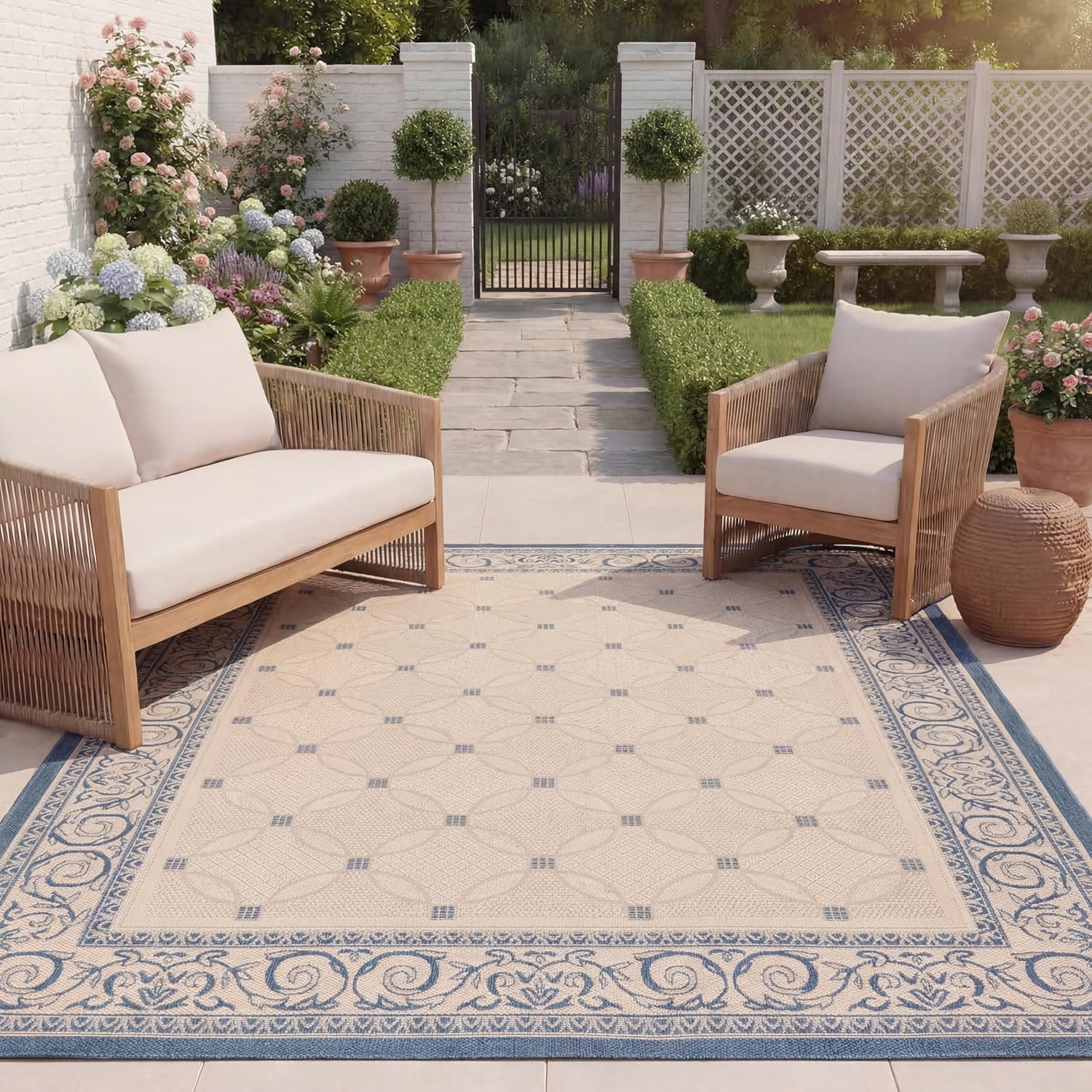 SAFAVIEH Courtyard Collection Accent Rug - 2'7" x 5', Natural & Brown, Indoor/Outdoor & Washable, Ideal for High Traffic Areas in Patio, Backyard, Mudroom, Entryway, Doormat (CY1502-3001-3)