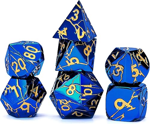 Miniatura 5 de DND Pharaoh Ruins - Juego de dados de metal dorado  dados de metal agrietados