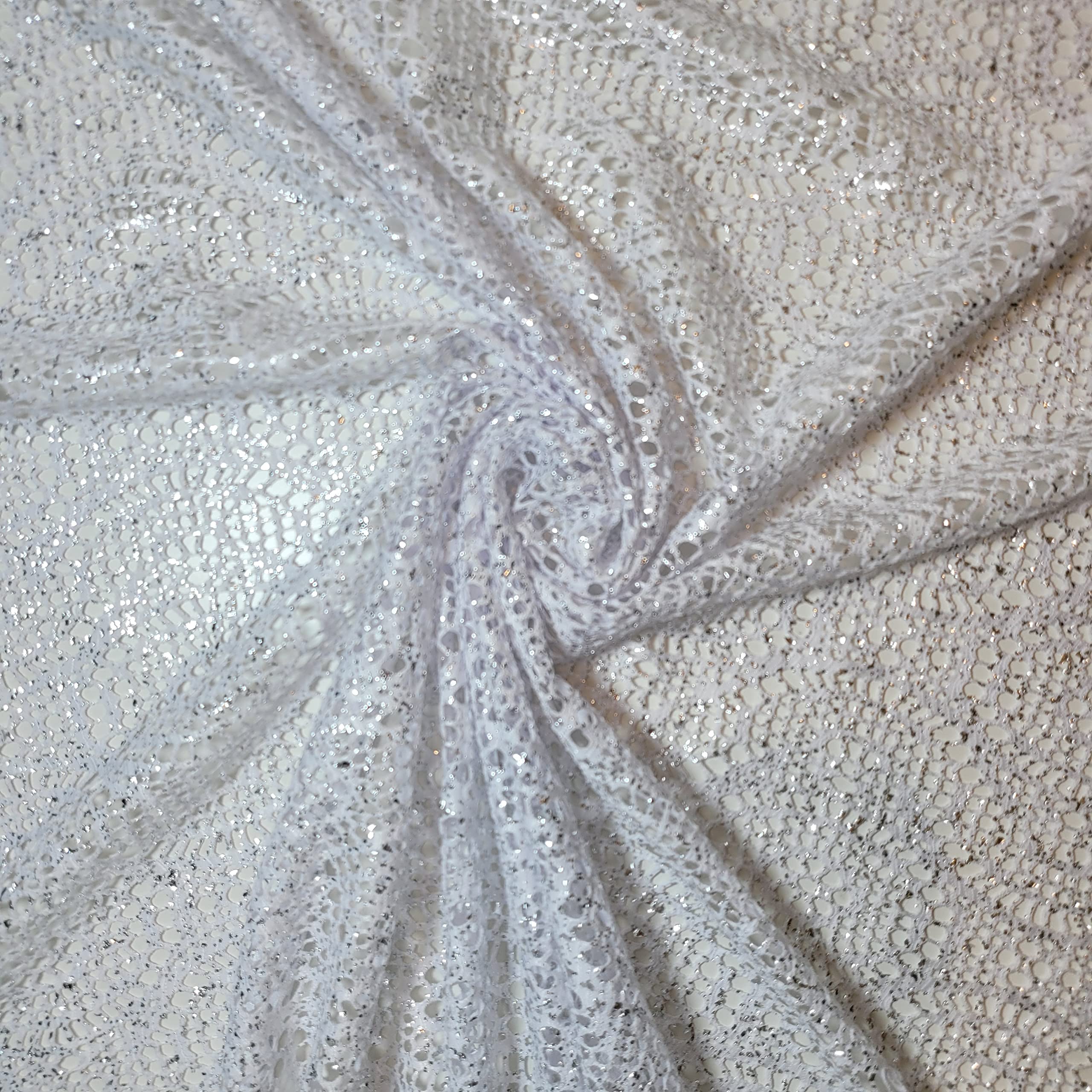 African Vintage Embroidery Bridal Nigerian French Embroidery Corded Budget Guipure Lace Mesh Net Fabric 54" Corded Budget Guipure Lace Mesh Net Fabric 54" (2 METER, White Speckle) — image 1