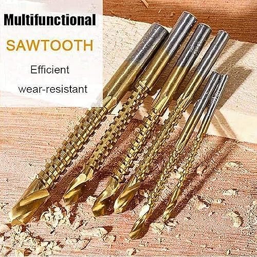 Miniatura 7 de Juego de 6 brocas helicoidales de titanio de 0.118-0.315 in HSS para sierras de agujero de plástico de metal y madera, 6 unidades