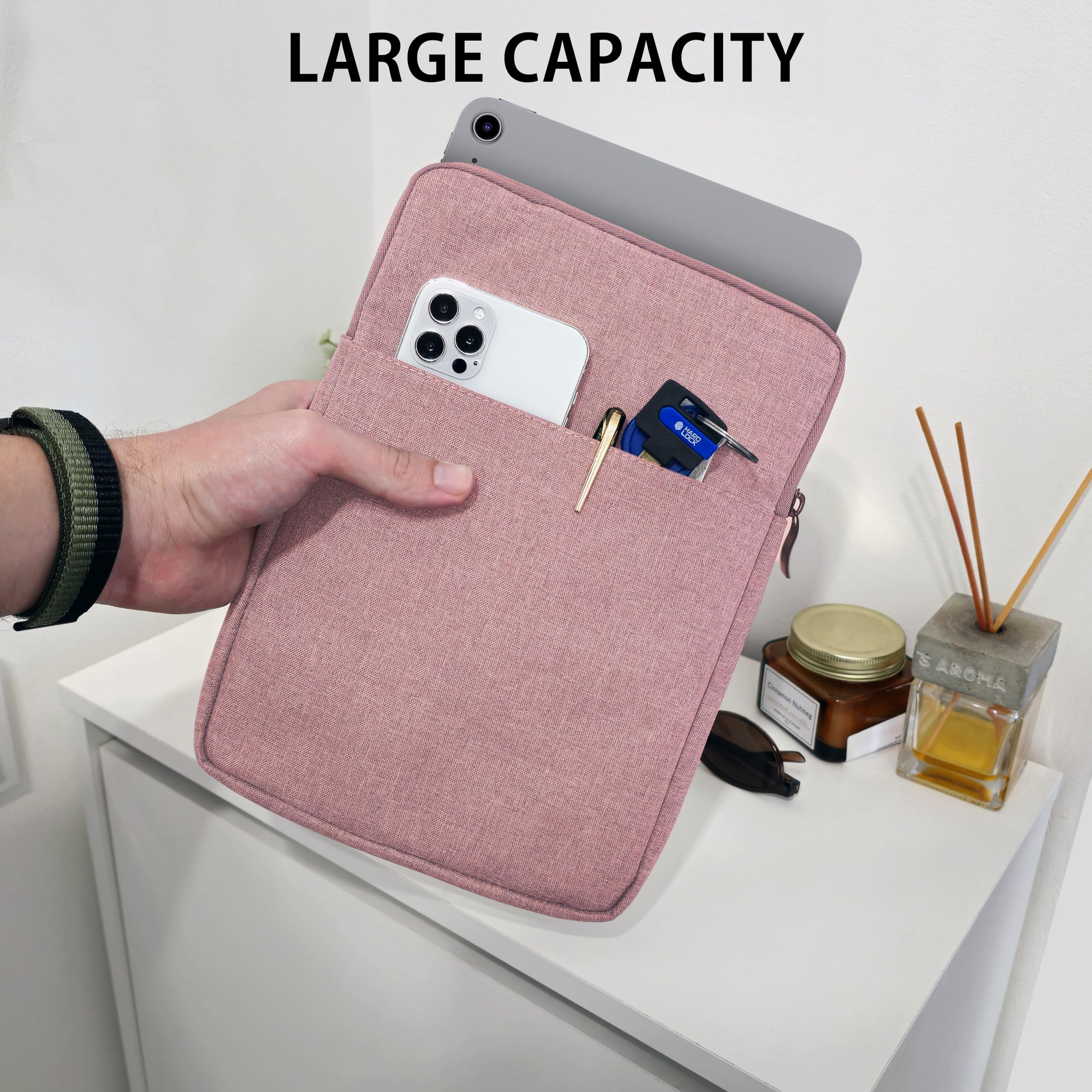 MyGadget Borsa Nylon 10,5" - Case Protettiva per Tablet - Custodia Sleeve per Apple iPad (Air, Pro), Huawei MediaPad M5 | T5, Samsung Galaxy Tab S7 A7 Rosa