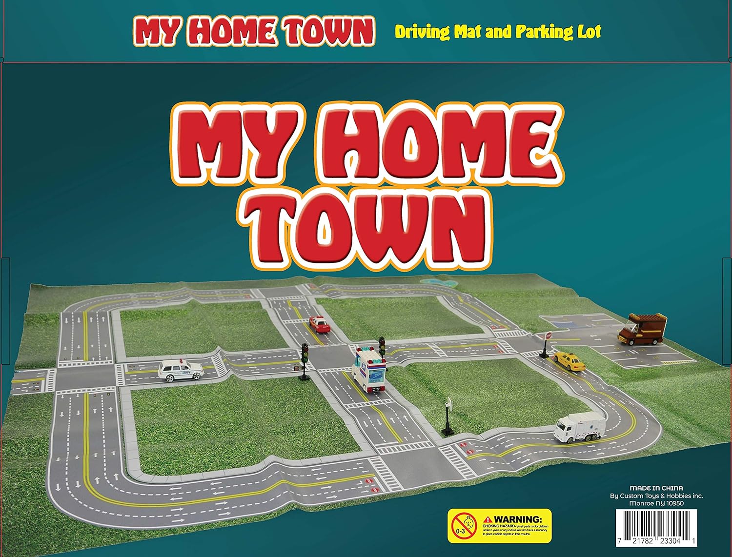 Drive N Learn Car Play Mat City Town and Parking Lot My Home Town” for Kids Toys Cars Matchbox Road Great Gift Idea for Boys Girls Ages 3 or Above 57 x 42 Inch Vinyl Plastic